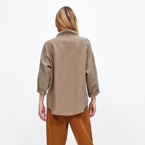 ZARA LINEN TOP WITH BUTTONS - Picture 5 of 16
